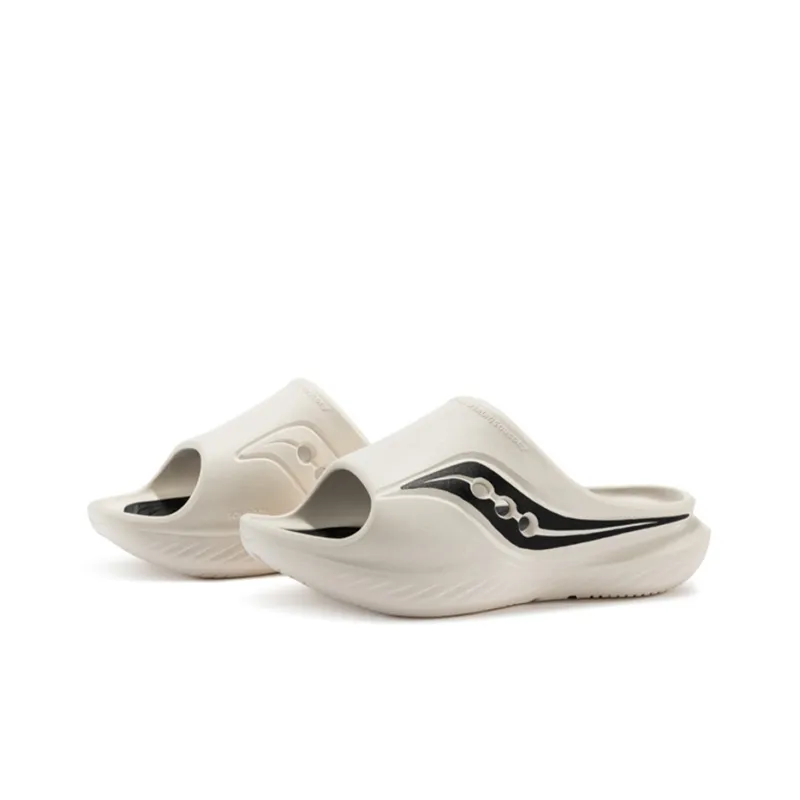 Saucony Cradle EVA Rubber Sole Slip Resistant Abrasion Resistant Casual Slippers Unisex Black White-2