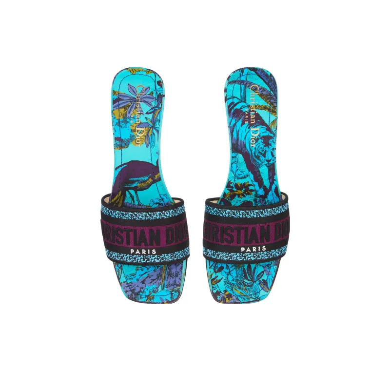 DIOR Rubber Sole Odor-Resistant Slide Slippers Women's Black Blue-4