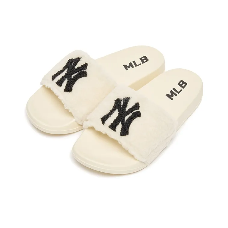 MLB Slipper Rubber Sole Slip Resistant Slide Slippers Unisex Ecru-2