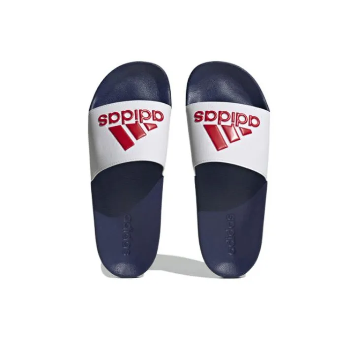 Adidas Adilette Shower Slides Cloud White Better Scarlet Victory Blue-4