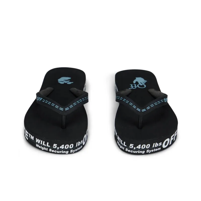 OFF WHITE Logo Flip Flop Black White-4