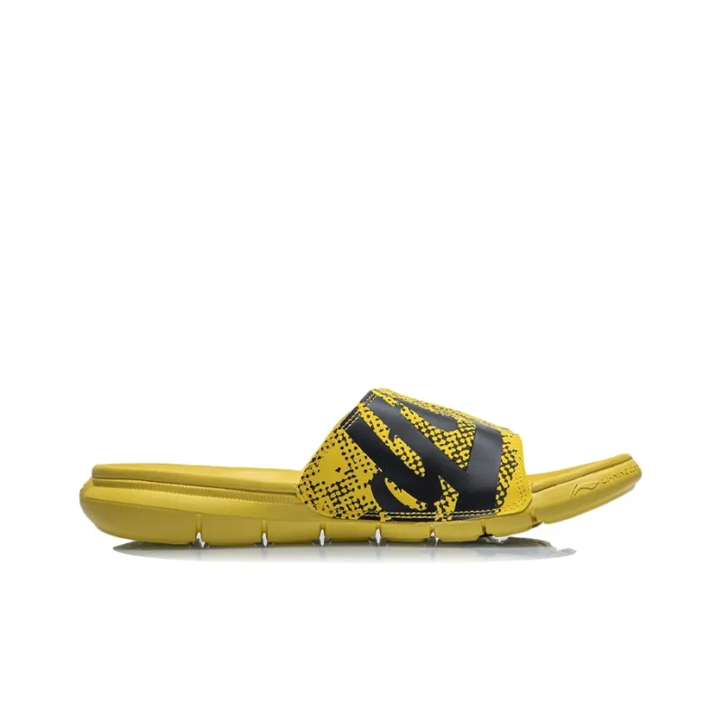 LiNing Badfive Rubber Sole EVA Quiet Slide Slippers Men's Black Yellow-1