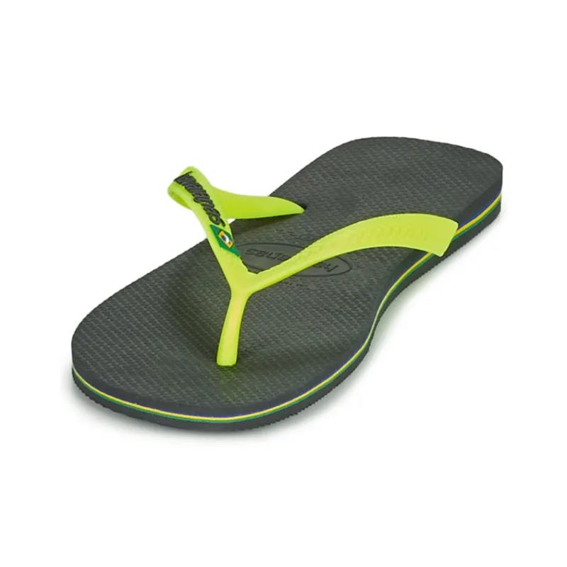 Havaianas Brazil Logo Stylish Sandals Men's Black Green-3