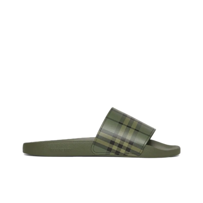 Burberry Embossed Logo Slides Military Green-1