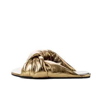Balenciaga Drapy Slide Slippers Women's Gold