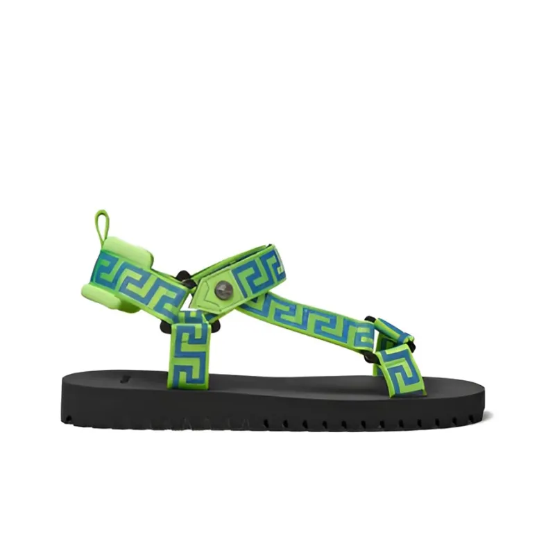 VERSACE La Greca Sandal Neon Green-1