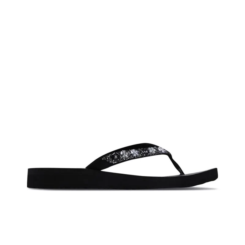 Skechers Meditation Rubber Sole Slip-Resistant Slide Slippers Women's Black-1