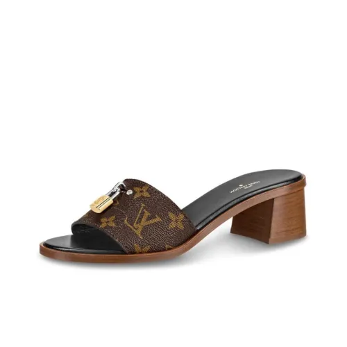 LOUIS VUITTON Lock It Slide Slippers Women's Brown