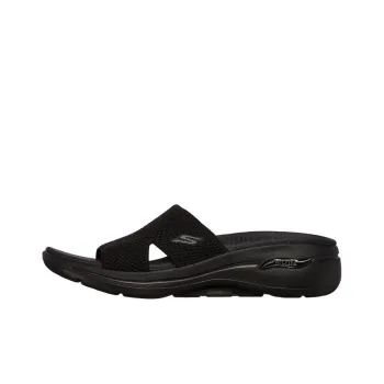 Skechers Go Walk Arch Fit Rubber Sole Slip Resistant Slide Slippers Women's All Black