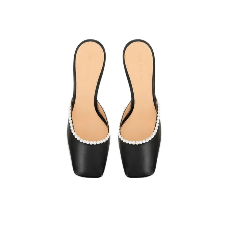 SHUDAIER Wrap-toe Slippers Women's Black-3