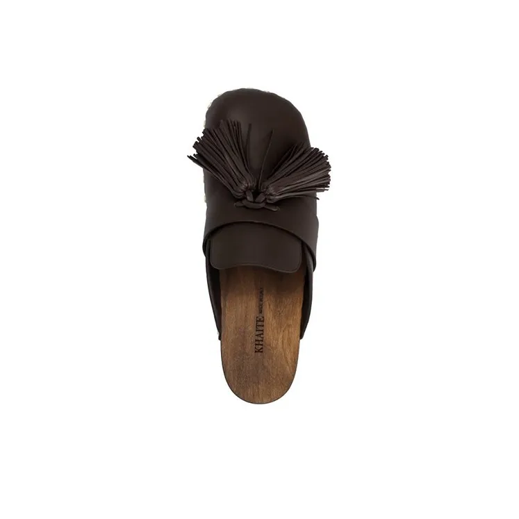 KHAITE Wrap-toe Slippers Women's Coffee-2