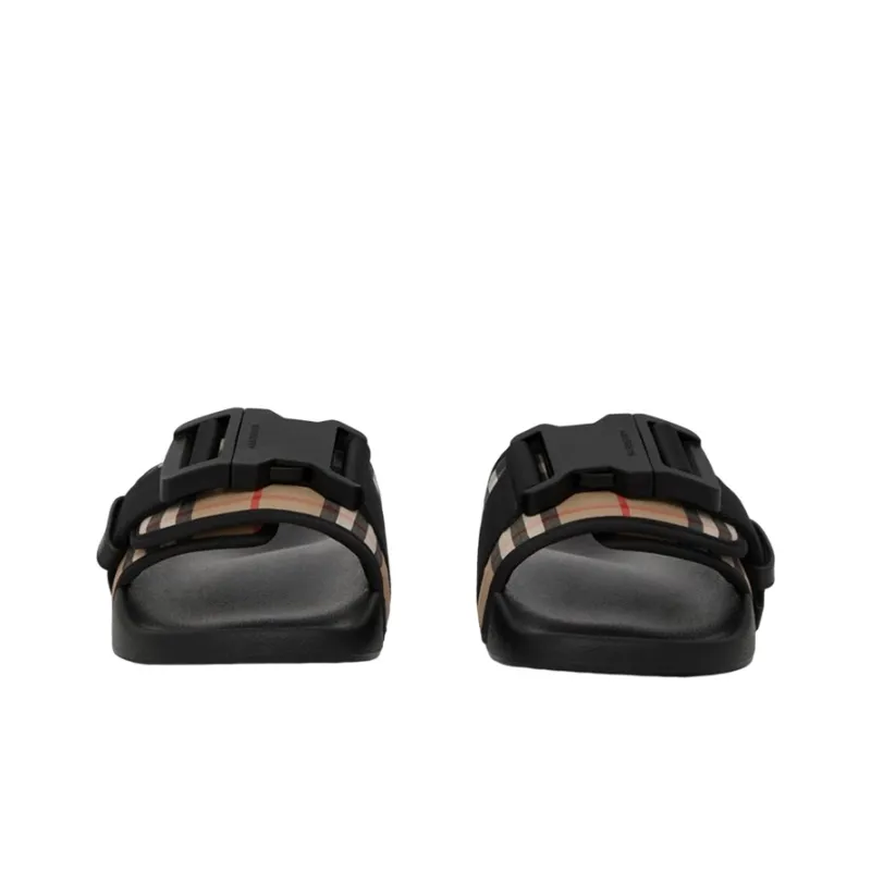 Burberry Vintage Check Buckled Slides Black-2