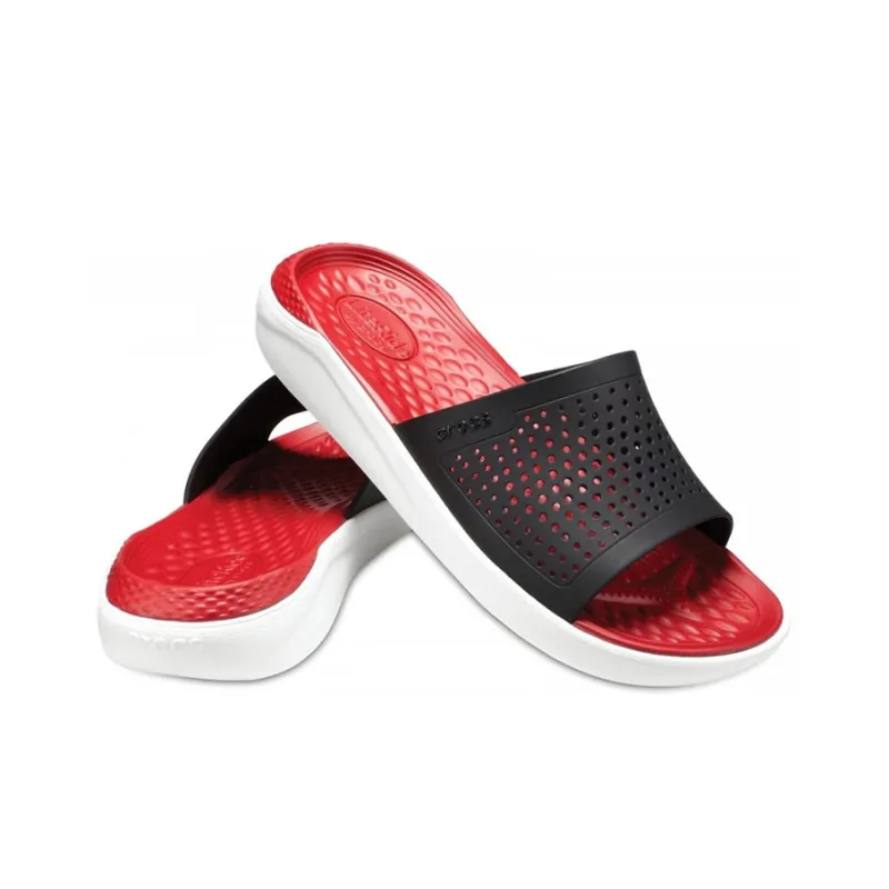 Crocs LiteRide Slides 'Red Black White'-3