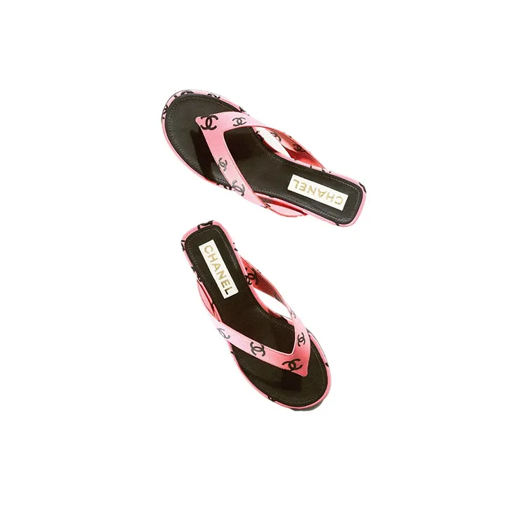 CHANEL Odor-Resistant Flip Flops Women's Pink Black-2