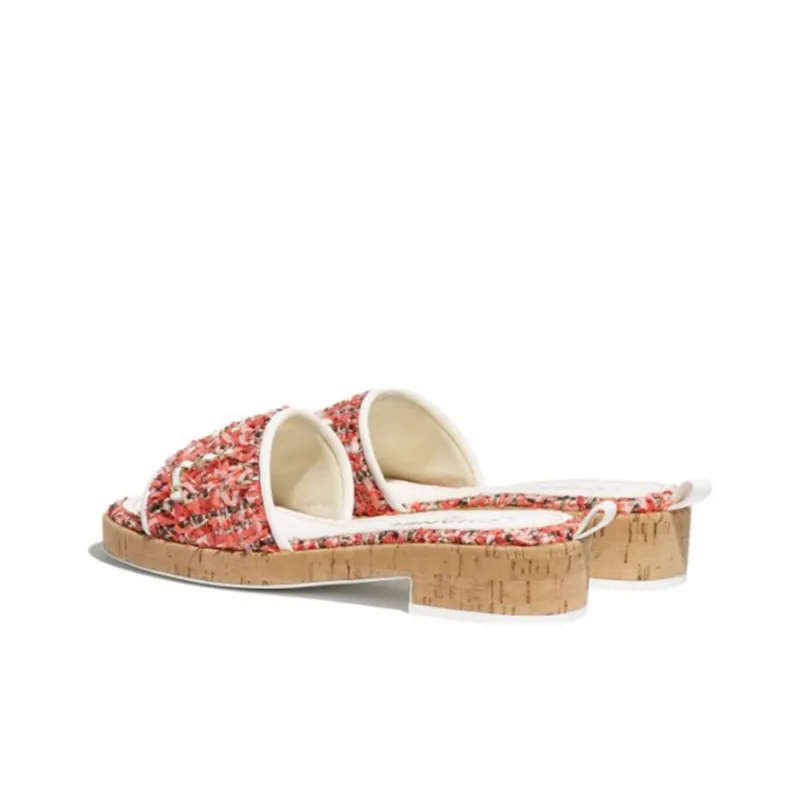 CHANEL Rubber Sole Abrasion Resistant Slide Slippers Women's Coral-3