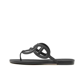 HERMES Rubber Sandals Black Women's