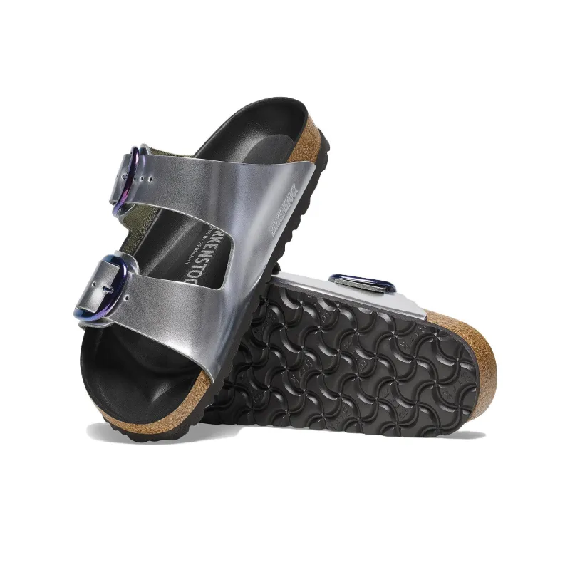 Birkenstock Arizona Big Buckle Natural Leather Narrow Fit 'Metalic Silver' Women's-4