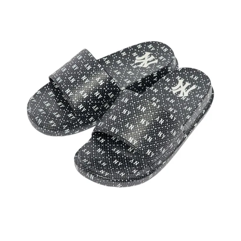 MLB Slipper Quiet Slip Resistant Abrasion Resistant Slide Slippers Unisex Black White-2