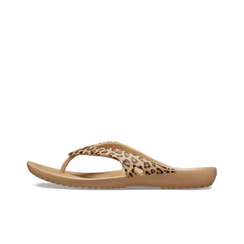 Crocs Kadee Ll Leopard Print Flip Flops Brown Women's