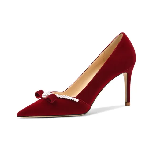 Lily Wei High Heels Women's Burgundy