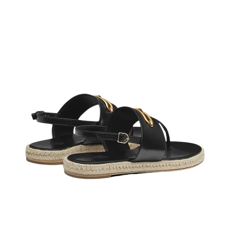 HERMES One Strap Sandals Women's Black-4