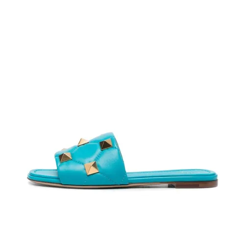 Valentino Roman Stud Slide Slippers Women's Blue