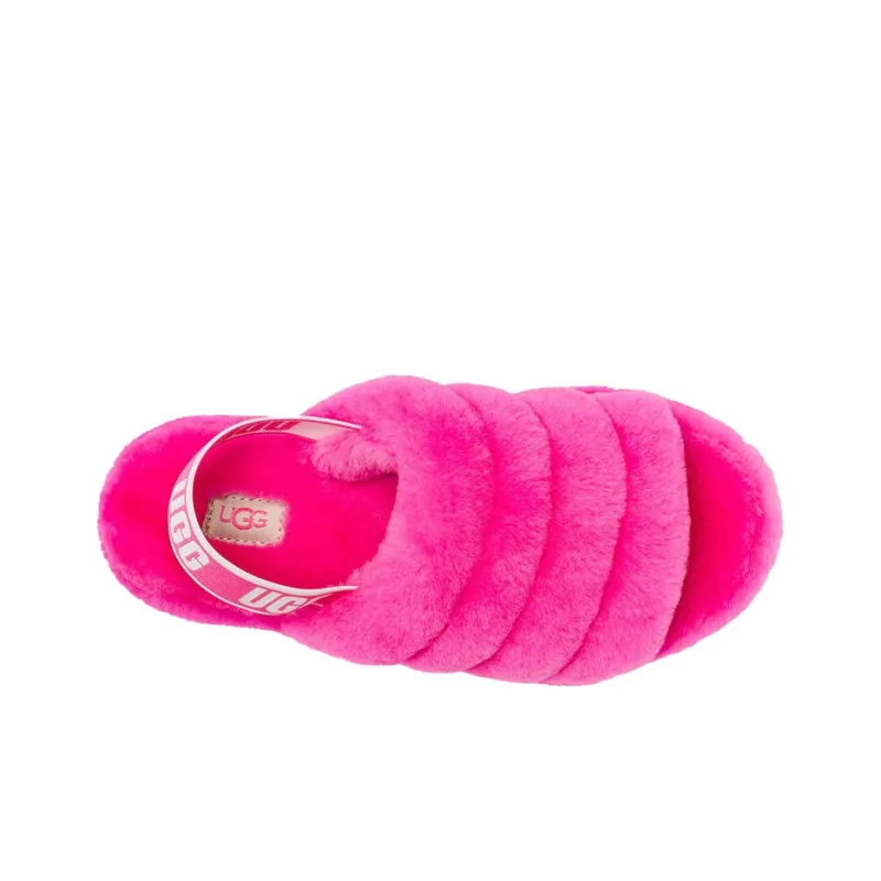 UGG Fluff Yeah Slide Thick Sole Slipper Red Women's-4