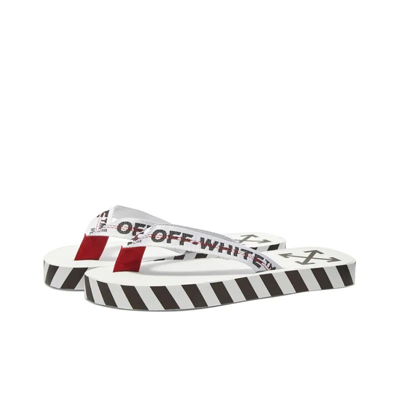 OFF WHITE Diagonal Stripes Flip Flops White AW20-1