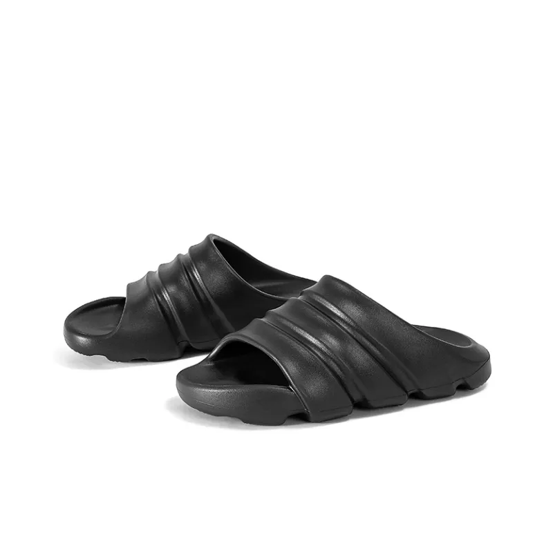 GOTO Quiet Abrasion Resistant Slide Slippers Unisex Black Soybean-2