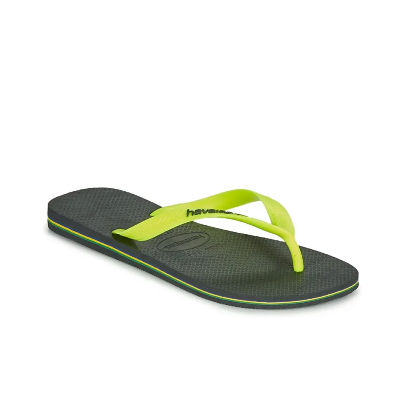 Havaianas Brazil Logo Stylish Sandals Men's Black Green-2