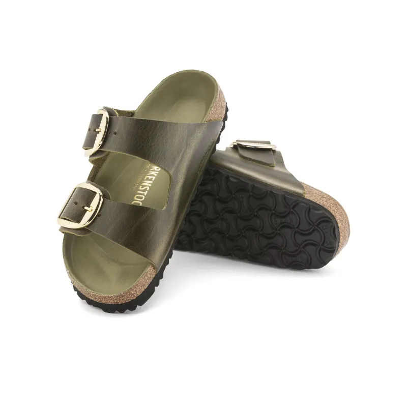 Birkenstock Arizona Big Buckle Natural Leather Oiled Narrow Fit 'Olive Green' Women's-4