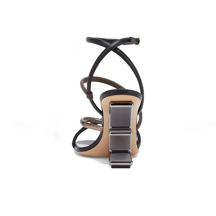 FENDI Fendi First Strap Sandals Women's Brown Black-4