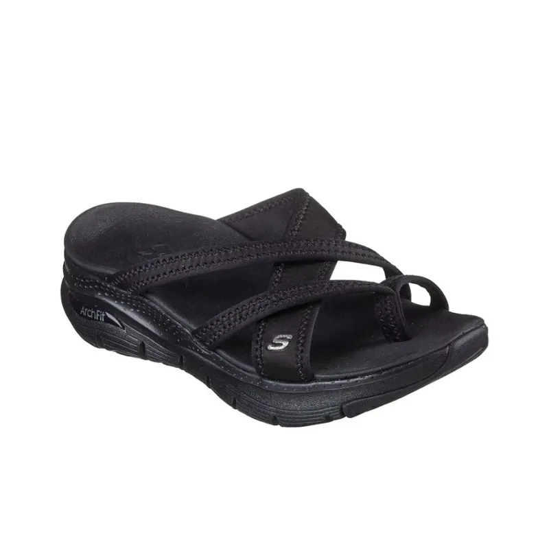 Skechers Arch Fit Rubber Sole Slip-Resistant Slide Slippers Women's Black-2