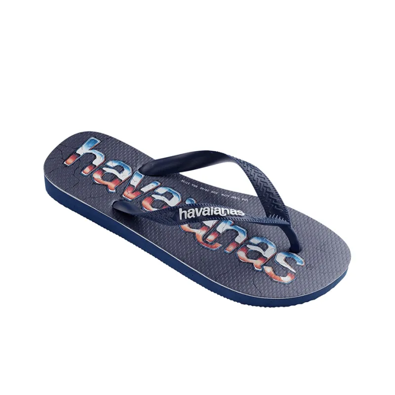Havaianas Logomania Print Stylish Sandals Unisex Marine Blue-2
