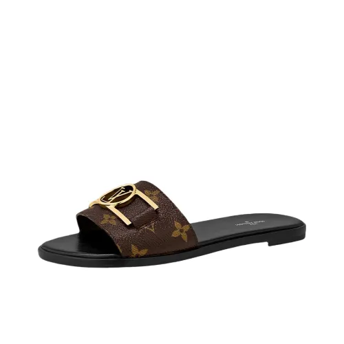 LOUIS VUITTON Lock It Slide Slippers Women's Black