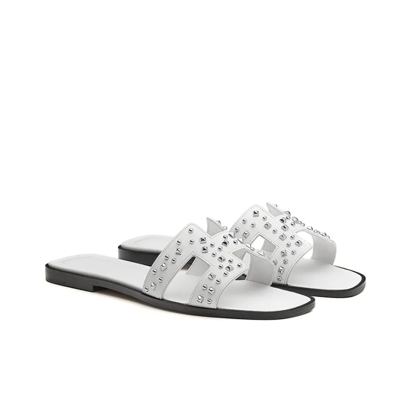 HERMES Oran Stylish Sandals Women's White-2