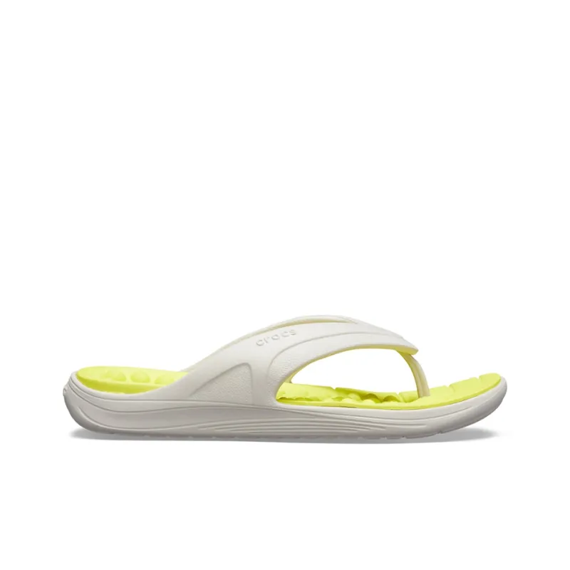 Crocs Reviva Stylish Upper Round Toe Flip Flops 'White Yellow'-1