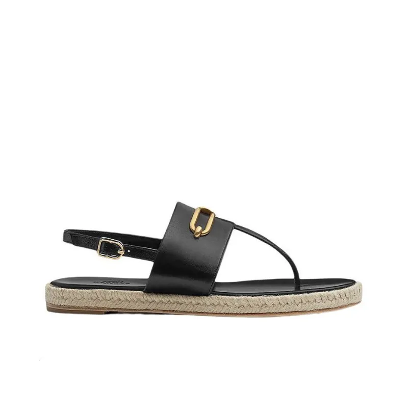 HERMES One Strap Sandals Women's Black-1