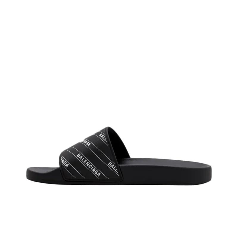 Balenciaga Rubber Slides 'Stripe Logo Piscine - Black'-0