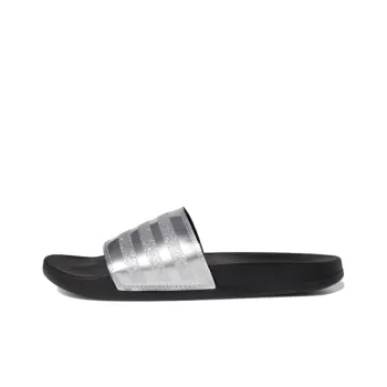 Adilette Women's Adidas Comfort Slides 'Stripes Shimmer Silver Metallic' Women's