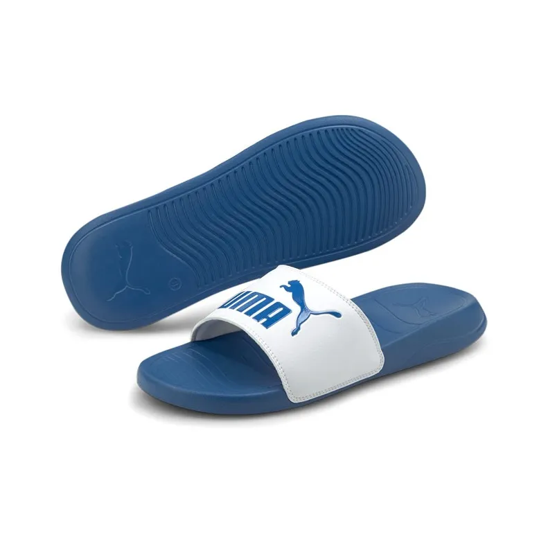 PUMA Popcat 20 Slip Resistant Abrasion Resistant Slide Slippers Unisex Blue White-3