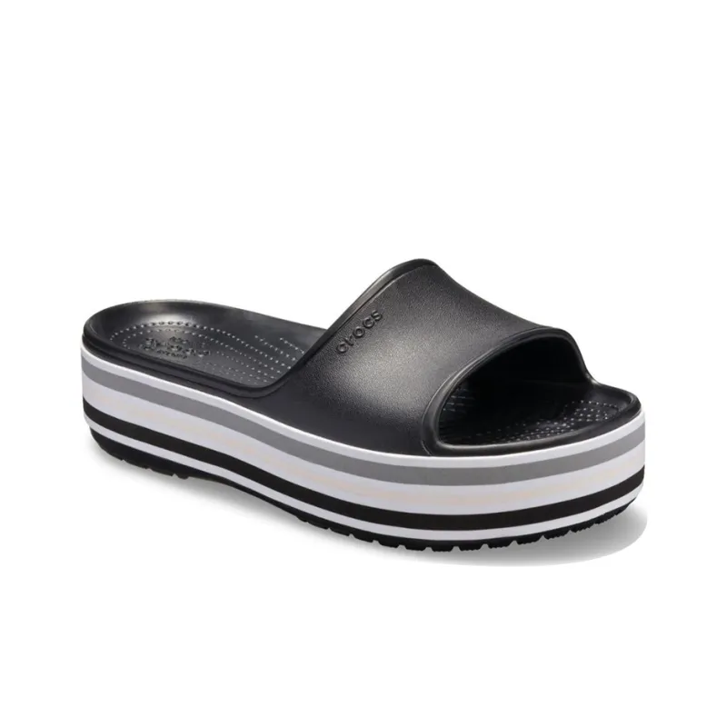Crocs Crocband Platform Slides 'Black Grey White'-2