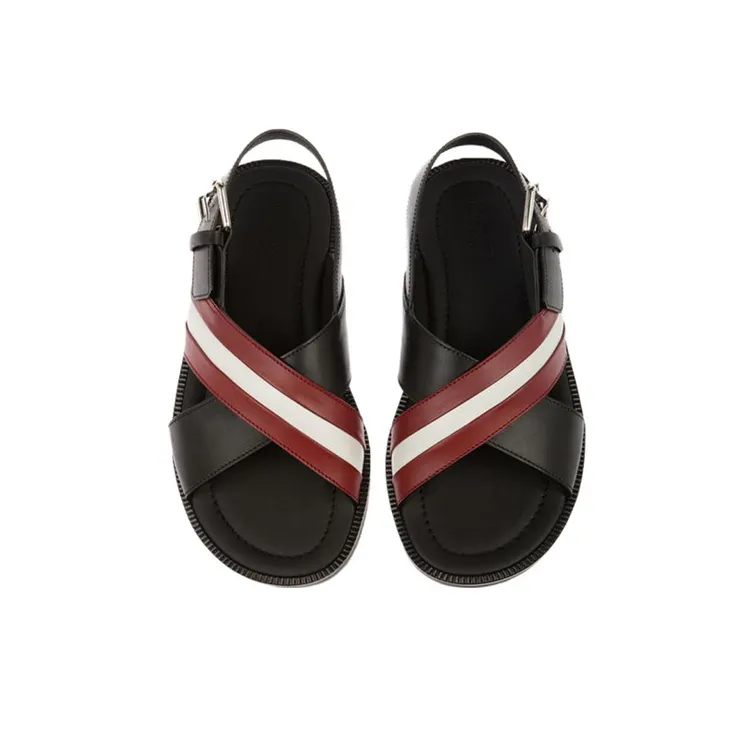 BALLY Jamilo One Strap Sandals Men's Black Red White-2