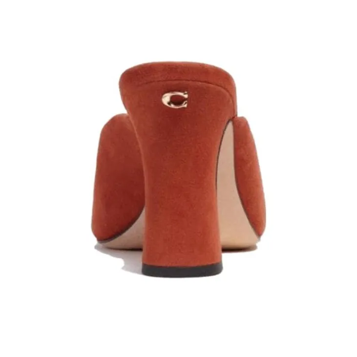 COACH Laural Slip-Resistant Suede Slide Slippers Women's Red-4