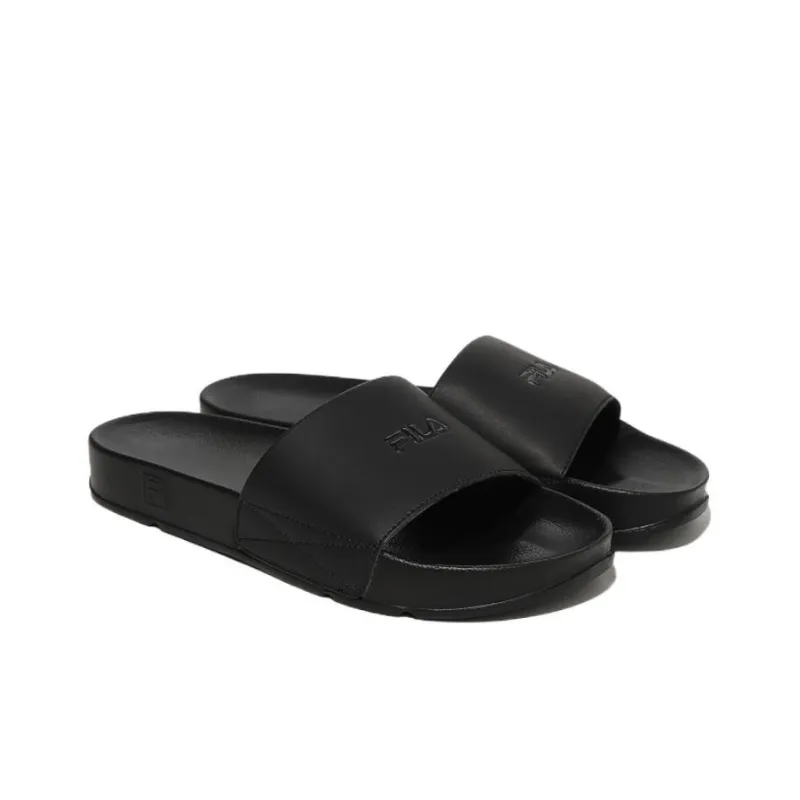 FILA Rubber Sole Slip Resistant Abrasion Resistant Slide Slippers Unisex Black Korean Style-2