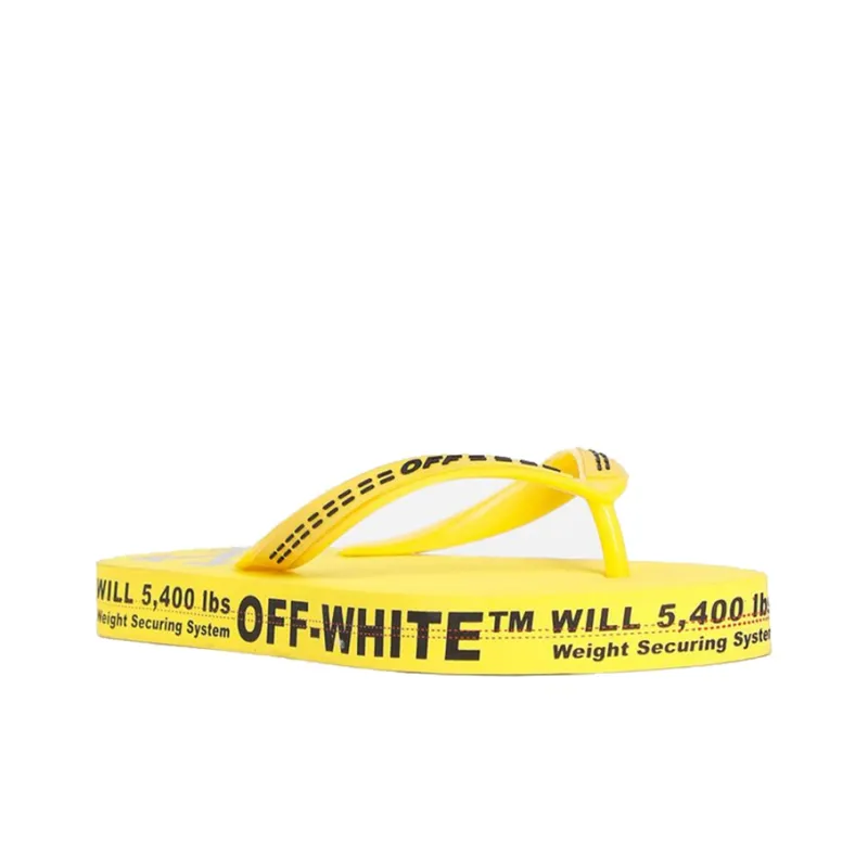 OFF WHITE Logo Typographic Flip Flop Yellow SS20-2