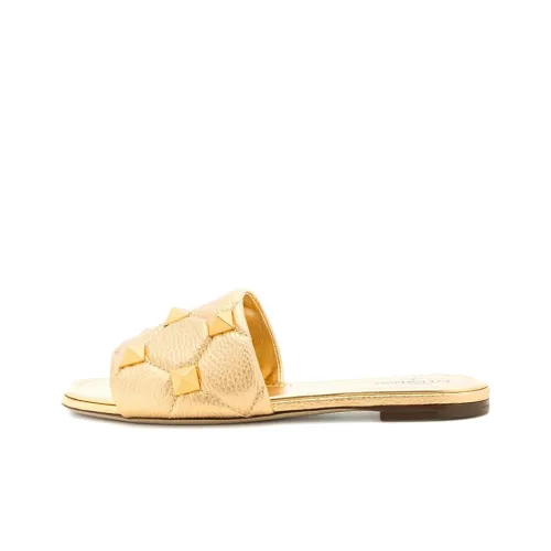 Valentino Roman Stud Slide Slippers Women's Gold