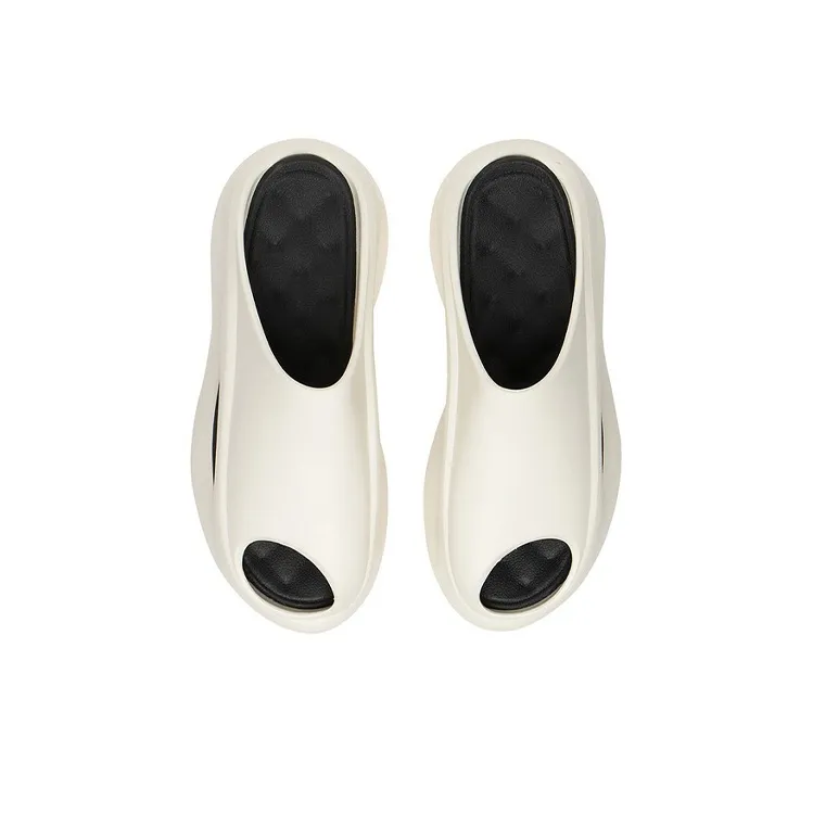 LiNing Quiet Abrasion Resistant Slide Slippers Unisex White Black-3