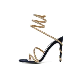 RENE CAOVILLA One Strap Sandals Women's Blue Gold Color