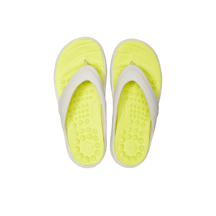Crocs Reviva Stylish Upper Round Toe Flip Flops 'White Yellow'-4
